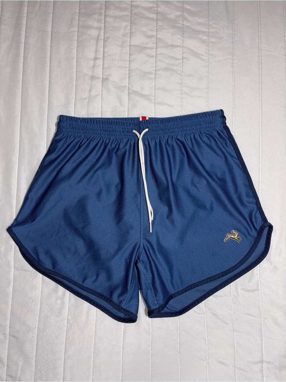 Tracksmith Blue Women's Athletic Shorts with White Drawcord
